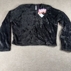 Yitty Black Fuzzy Long Sleeve Top 1437